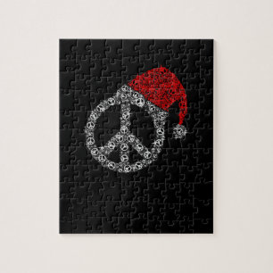 Frohe Weihnachten Hippies Symbol Santa Claus Hat Puzzle