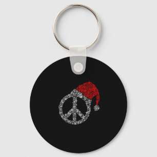 Frohe Weihnachten   Hippies Symbol Santa Claus Hat Schlüsselanhänger