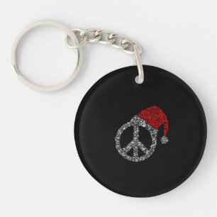 Frohe Weihnachten   Hippies Symbol Santa Claus Hat Schlüsselanhänger