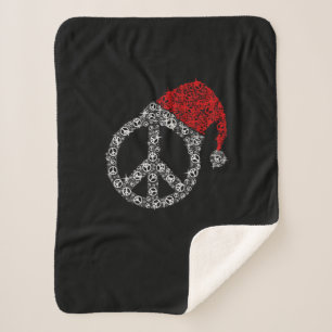 Frohe Weihnachten Hippies Symbol Santa Claus Hat Sherpadecke