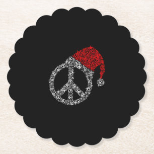 Frohe Weihnachten Hippies Symbol Santa Claus Hat Untersetzer