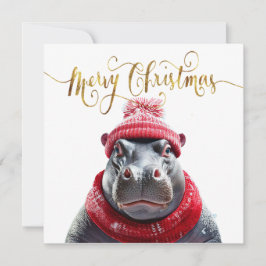 Frohe Weihnachten Hippo Weihnachtsmannmütze und Sc