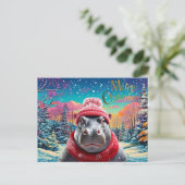 Frohe Weihnachten Hippo Weihnachtsmannmütze und Sc (Stehend Vorderseite)