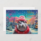 Frohe Weihnachten Hippo Weihnachtsmannmütze und Sc (Vorne/Hinten)