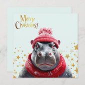 Frohe Weihnachten Hippo Weihnachtsmannmütze und Sc (Vorne/Hinten)