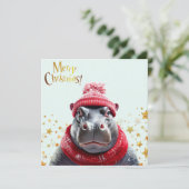 Frohe Weihnachten Hippo Weihnachtsmannmütze und Sc (Stehend Vorderseite)