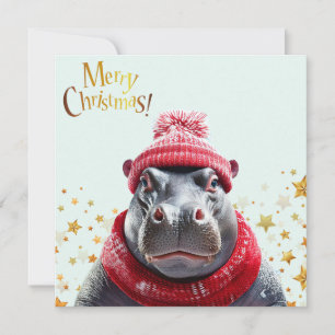 Frohe Weihnachten Hippo Weihnachtsmannmütze und Sc