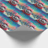 Frohe Weihnachten Hippo Weihnachtsmannmütze und Sc Geschenkpapier (Ecke)