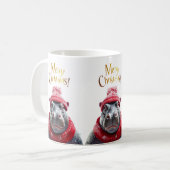 Frohe Weihnachten Hippo Weihnachtsmannmütze und Sc Kaffeetasse (Vorderseite Links)