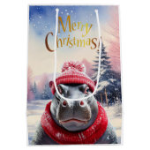 Frohe Weihnachten Hippo Weihnachtsmannmütze und Sc Mittlere Geschenktüte (Rückseite)
