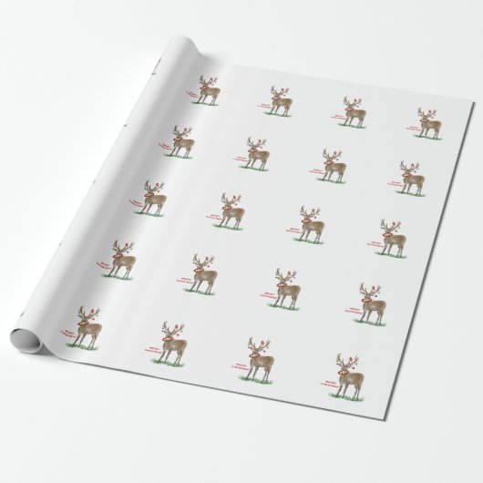 Frohe Weihnachten Hirsch Geschenk Wrap Geschenkpapier (Ungerollt)