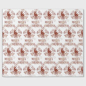 Frohe Weihnachten Hirsch Gold Red Modern Geschenkpapier (Flach)