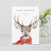 Frohe Weihnachten Hirsch in einem Roten Scarf (Stehend Vorderseite)
