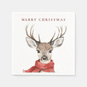 Frohe Weihnachten Hirsch in einem Roten Scarf Serviette (Vorderseite)