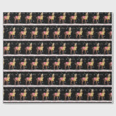 Frohe Weihnachten Hirsch in Schneeflocken Geschenkpapier (Flach)