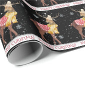 Frohe Weihnachten Hirsch in Schneeflocken Geschenkpapier (Rolleneckpunkt)