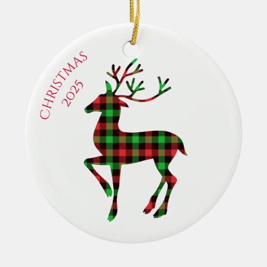 Frohe Weihnachten Hirsch Keramik Ornament (Vorne)