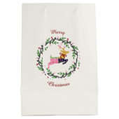 Frohe Weihnachten Hirsch Mittelgroße Geschenktüte (Rückseite)