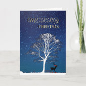Frohe Weihnachten Hirsch Nachthimmel (Vorderseite)