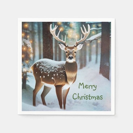 Frohe Weihnachten Hirsch Serviette (Vorderseite)