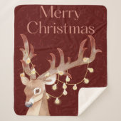 Frohe Weihnachten Hirsch Sherpa Blanket Sherpadecke (Vorderseite)