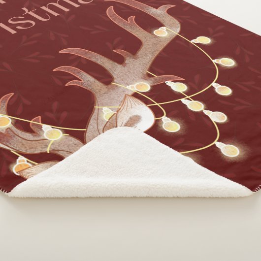 Frohe Weihnachten Hirsch Sherpa Blanket Sherpadecke (3/4)