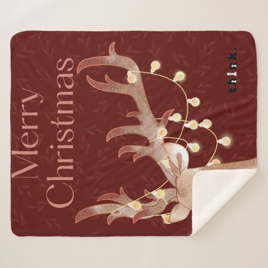 Frohe Weihnachten Hirsch Sherpa Blanket Sherpadecke (Vorderseite (Horizontal))