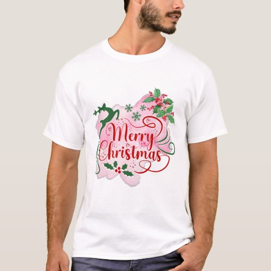 Frohe Weihnachten Hirsch T-Shirt (Vorderseite)
