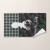 Frohe Weihnachten Hirsch und Schneeflocken - Grün Badhandtuch Set (Handtuch)