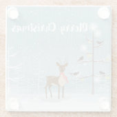 Frohe Weihnachten- Hirsche im verschneiten Wald Glasuntersetzer (Rückseite)