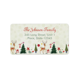 Frohe Weihnachten Hirsche und Bäume | Adressmarken Adressaufkleber