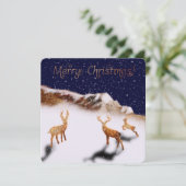 Frohe Weihnachten - Hirsche und Berge im Schnee (Stehend Vorderseite)