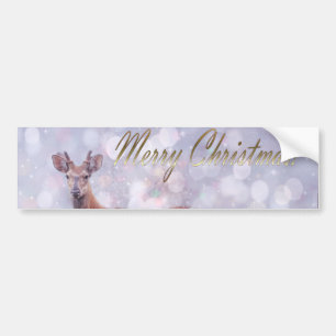 Frohe Weihnachten Hirschfreunde im Schnee Autoaufkleber
