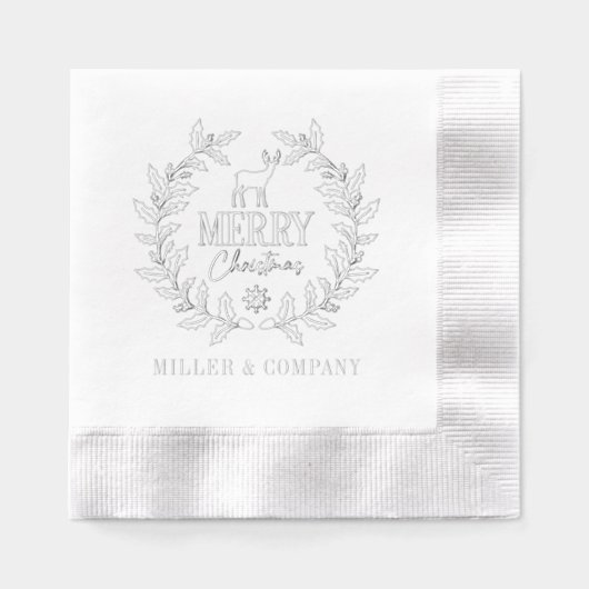 Frohe Weihnachten Hirschkranz Unternehmen Personal Servietten Mit Folie (Vorderseite)