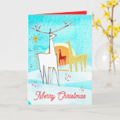 Frohe Weihnachten Hirschschschnee Sonnenaufgang Ba Karte (Gelbe Blume)