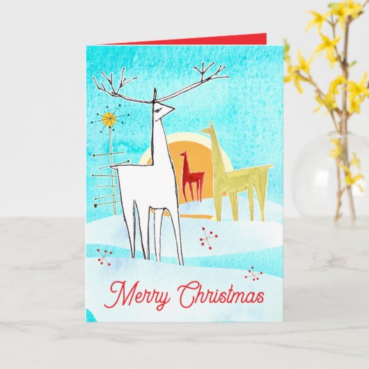 Frohe Weihnachten Hirschschschnee Sonnenaufgang Ba Karte (Gelbe Blume)