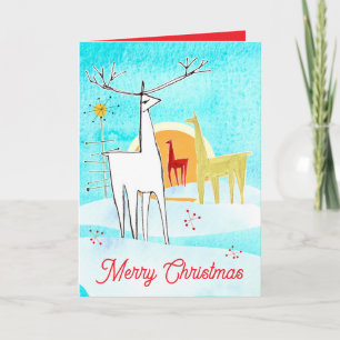 Frohe Weihnachten Hirschschschnee Sonnenaufgang Ba Karte