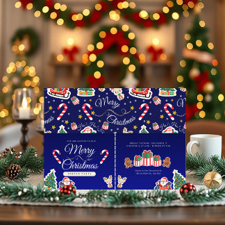 Frohe Weihnachten, HO!HO!HO! Custom Blue Einladung