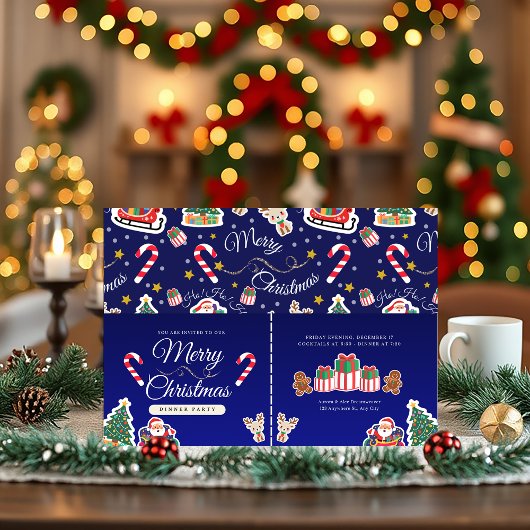 Frohe Weihnachten, HO!HO!HO! Custom Blue Einladung