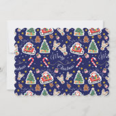 Frohe Weihnachten, HO!HO!HO! Custom Blue Einladung (Rückseite)