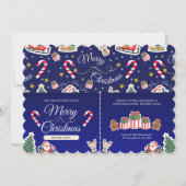 Frohe Weihnachten, HO!HO!HO! Custom Blue Einladung (Vorderseite)