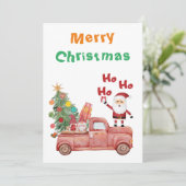 Frohe Weihnachten Ho Ho Ho Funny santa auf rotem L (Stehend Vorderseite)