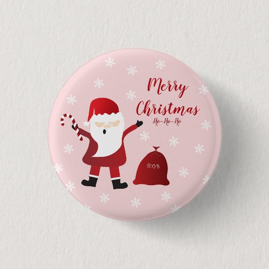 Frohe Weihnachten Ho Ho Ho Santa Claus Button (Vorderseite)