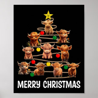 Frohe Weihnachten Hochland Kuh Western Xmas Tree P Poster