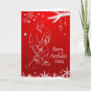 Frohe Weihnachten Hockey-Trainer Schneeflocken Kar