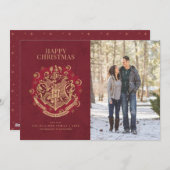 Frohe Weihnachten | HOGWARTS™ Wappen Family Foto (Vorne/Hinten)