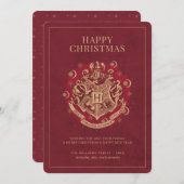 Frohe Weihnachten | HOGWARTS™ Wappen - Rot Einladung (Vorne/Hinten)