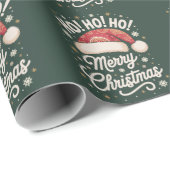 Frohe Weihnachten HoHoHo Funny Weihnachtsmannmütze Geschenkpapier (Rolleneckpunkt)