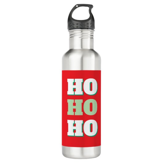 Frohe Weihnachten HoHoHo Party Minimalistisch Schl Edelstahlflasche (Vorderseite)