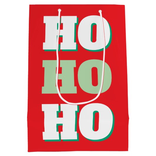 Frohe Weihnachten HoHoHo Party Minimalistisch Schl Mittlere Geschenktüte (Rückseite)